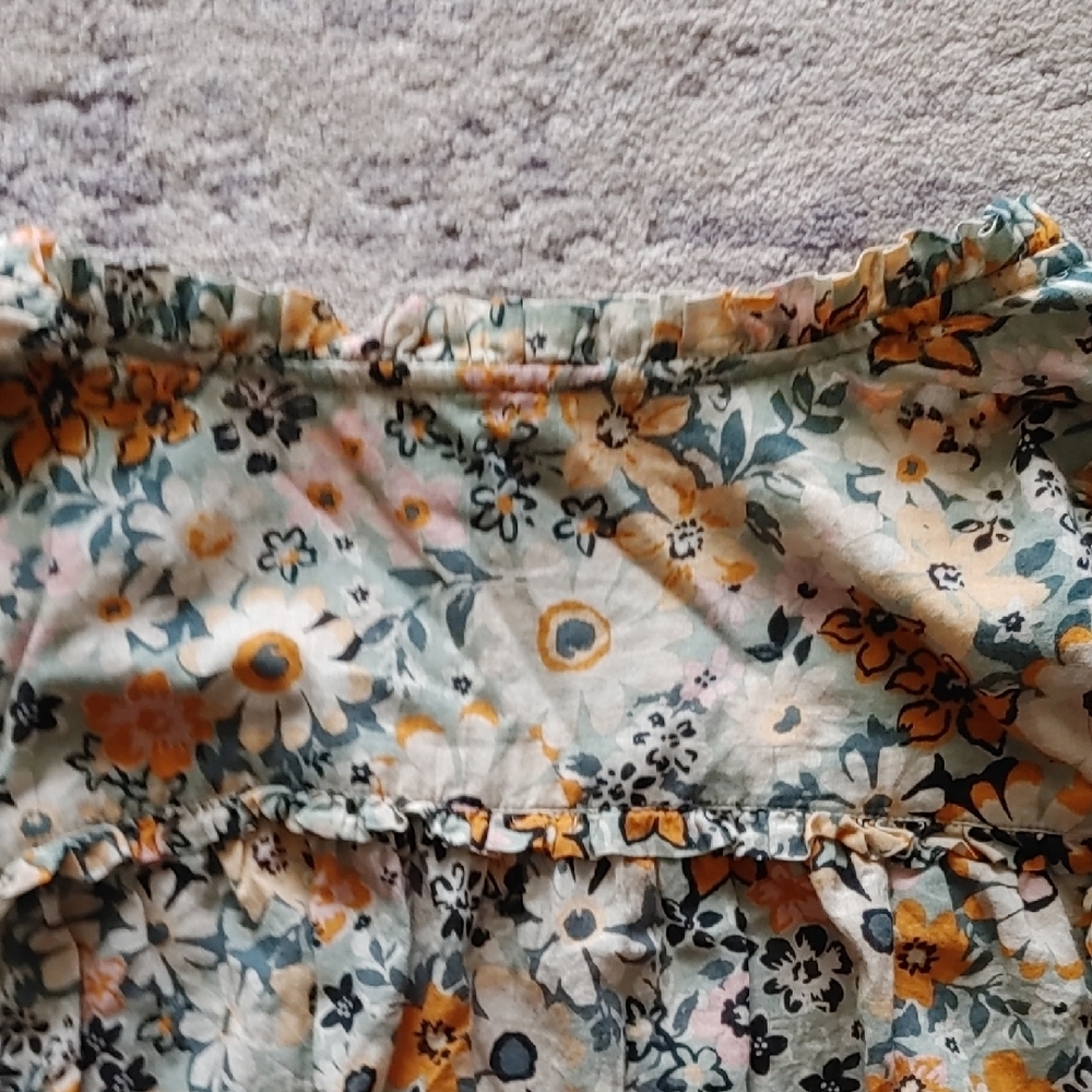 🍁2 For 20! AE Floral Cream Crop Blouse with Puff Sleeves - Picture 9 of 12